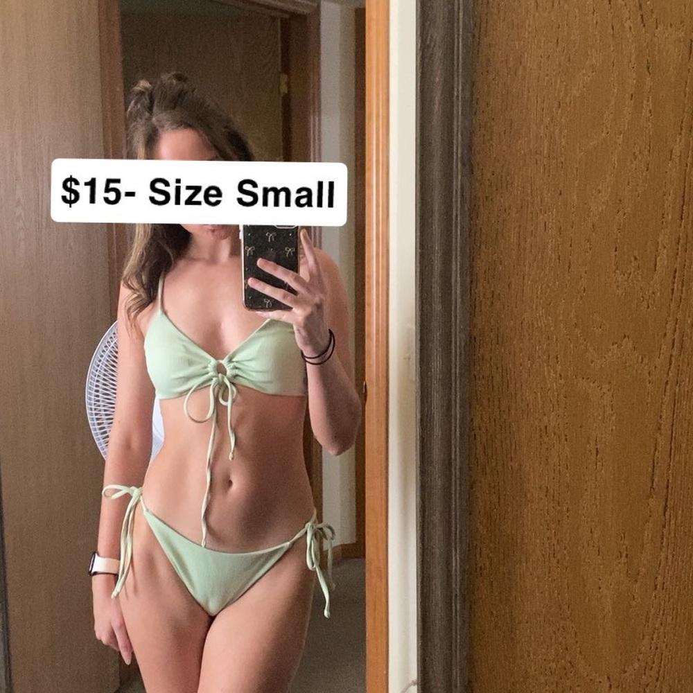 SHEIN Light Green Tie-Front Bikini